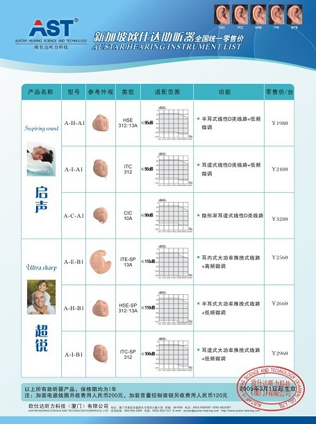 欧仕达模拟助听器启声、超锐系列价格表