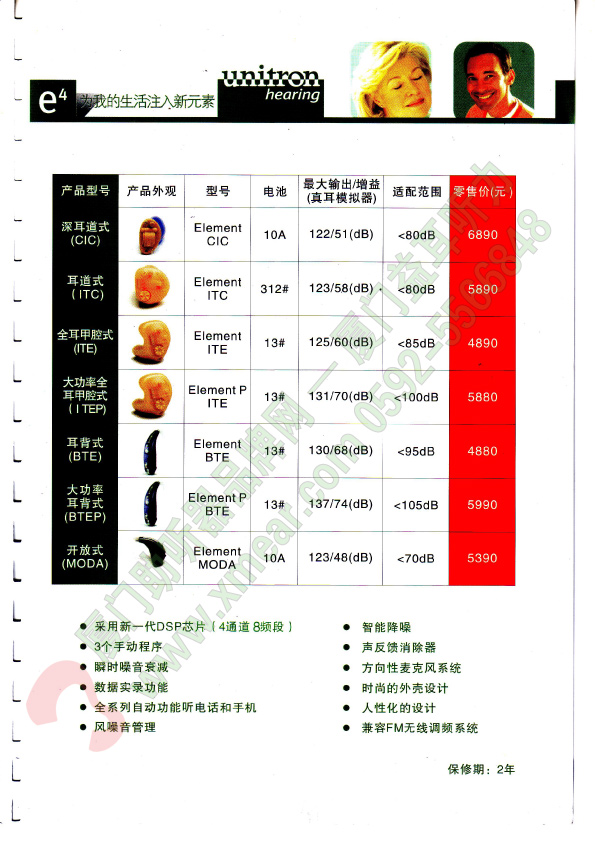优利康助听器元素4系列价格表