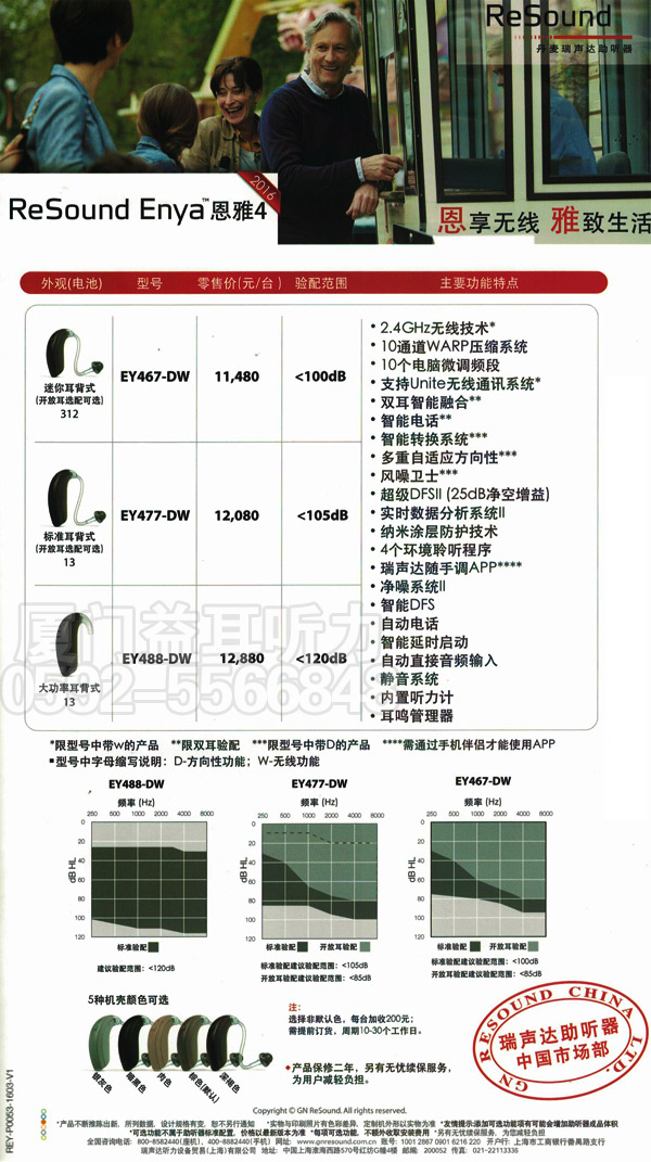 2016年瑞声达恩雅4(Enya4)系列助听器价格表1