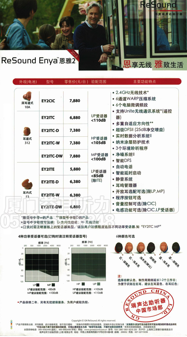 2016年瑞声达恩雅2(Enya2)系列助听器价格表2