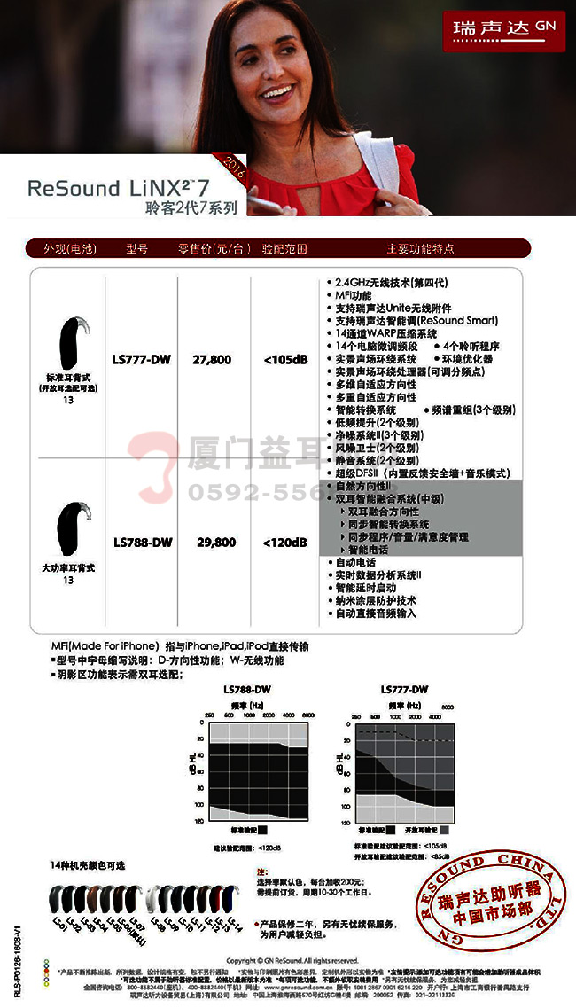 瑞声达助听器聆客2代7系列耳背式助听器价格表