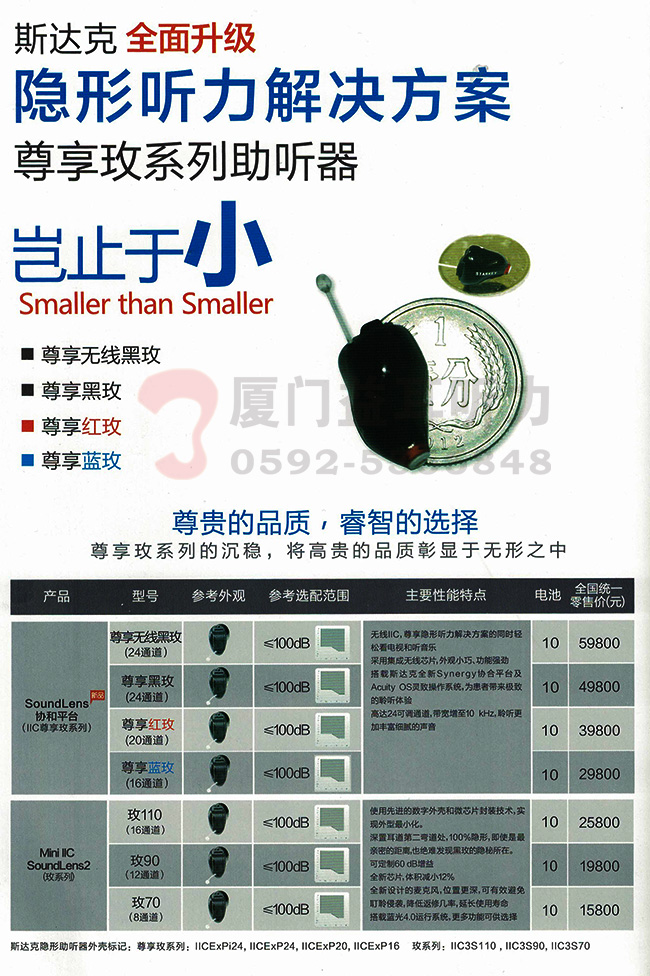 2016年斯达克助听器玫系列IIC超隐形助听器价格表
