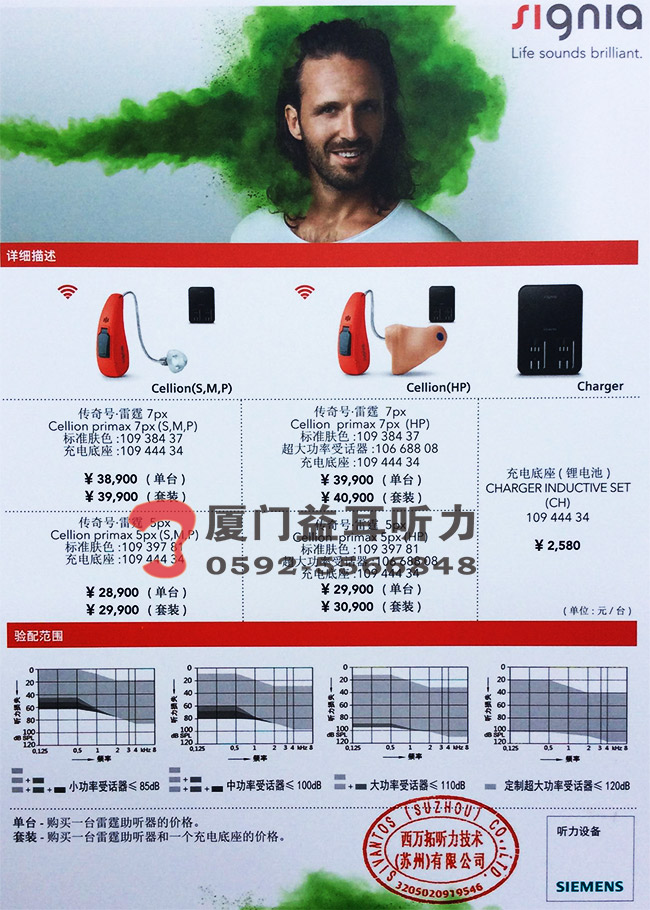 2017年西嘉助听器传奇号雷霆助听器价格表