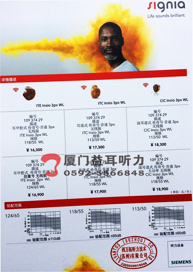 2017年西嘉助听器传奇号音速3PX助听器价格表